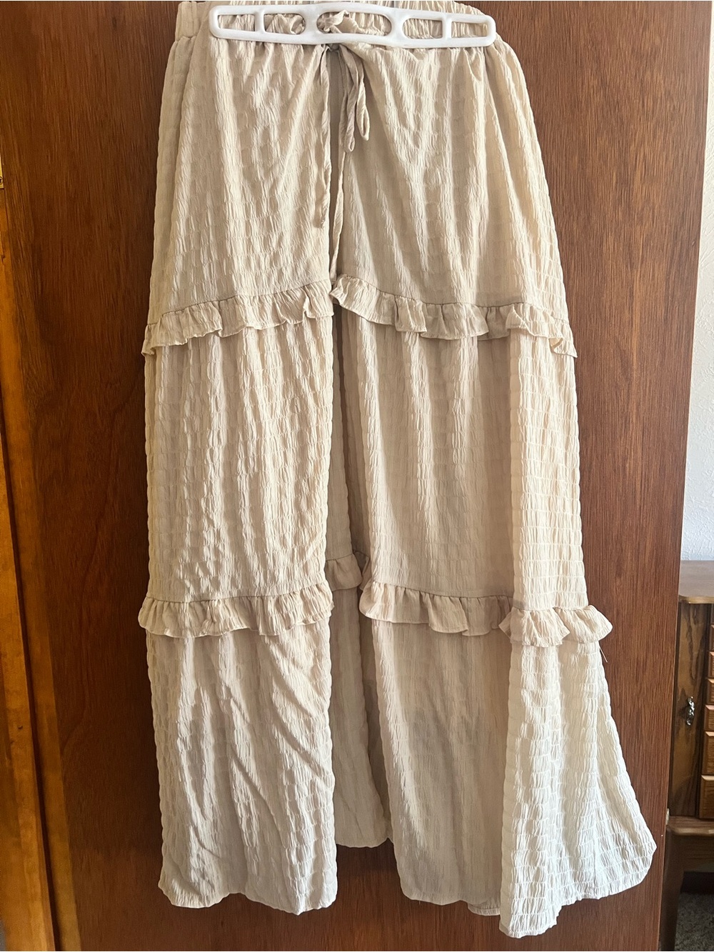 Boho Cream Tiered Ruffle Maxi Skirt